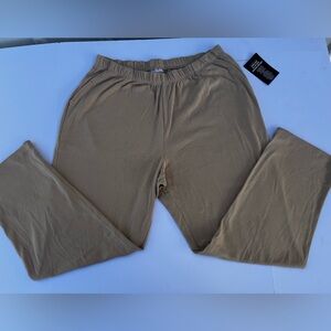 Womens 22/24 1X Stretch Pants Elastic Waist Pocket Woman Within NWT Khaki Lounge